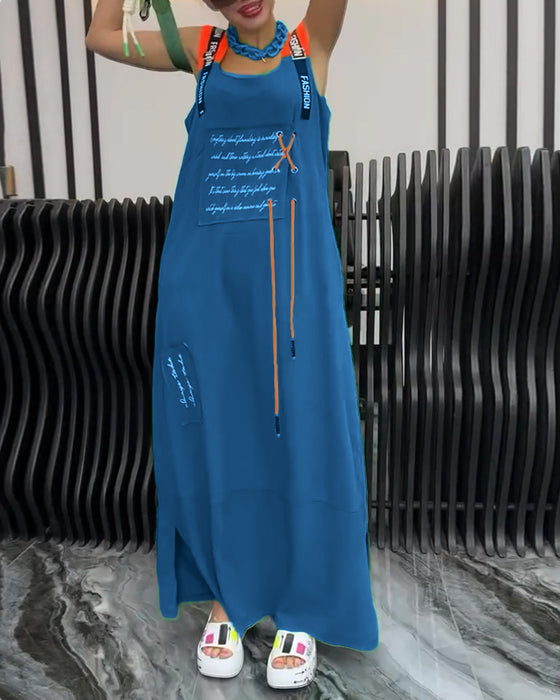 Klänning Ärmlös Personlig Bokstavstryck