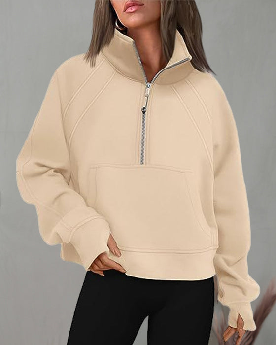 Tröja med turtleneck dragkedja med kort ärm