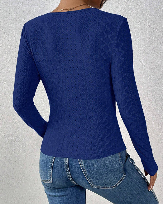 Långärmad Top V-Ringad Spetspanel