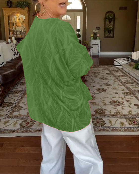 Blus Rund Hals Lös Tryck