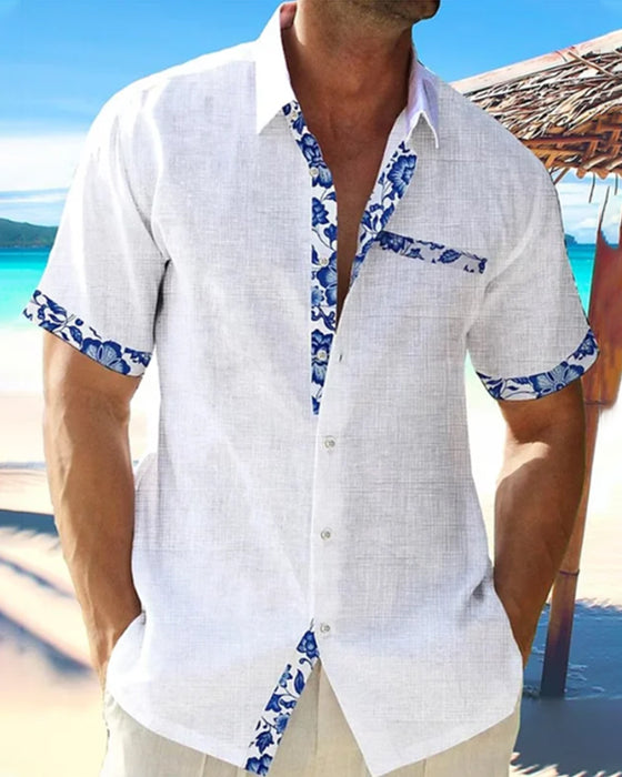 Kortärmad skjorta i bomull och linne