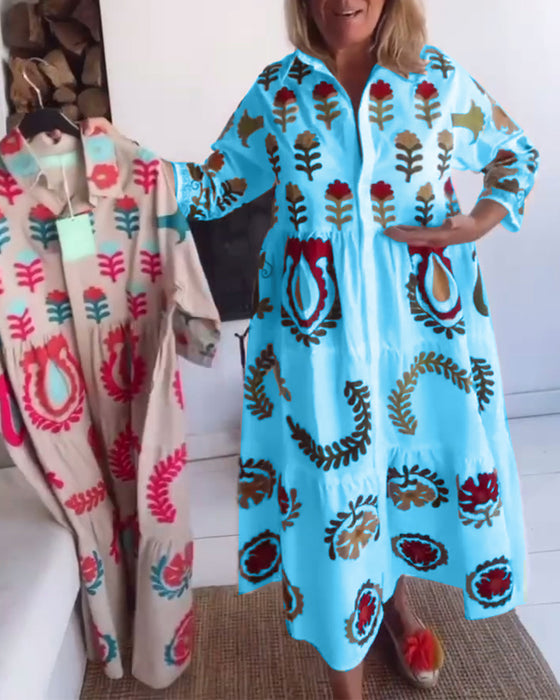 Klänning Blommigt Grafiskt Tryck