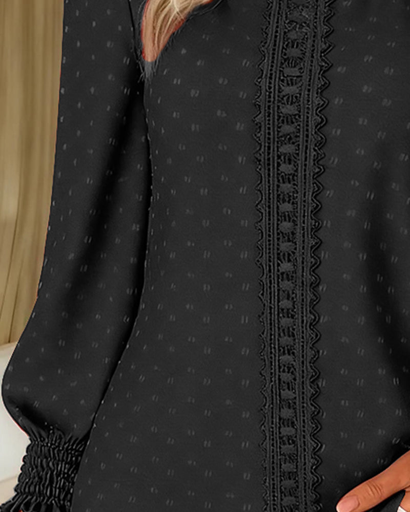 Blusar Med Runt Halsutsnitt Och Puffärmar