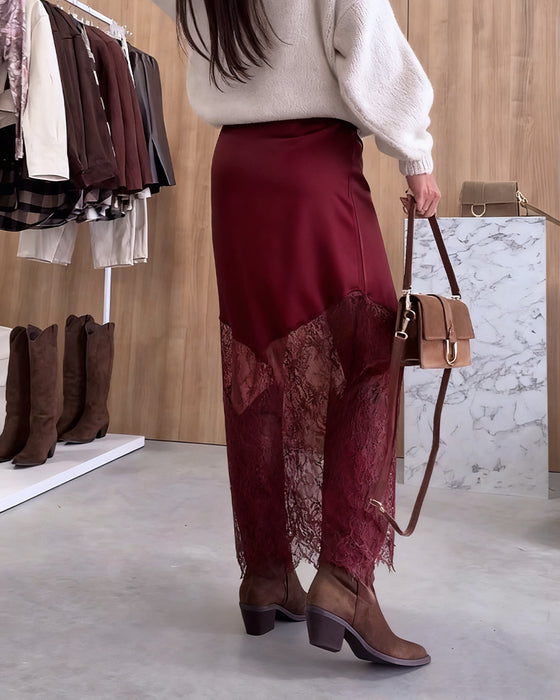 Elegant Satinkjol Med Spetslapptäcke