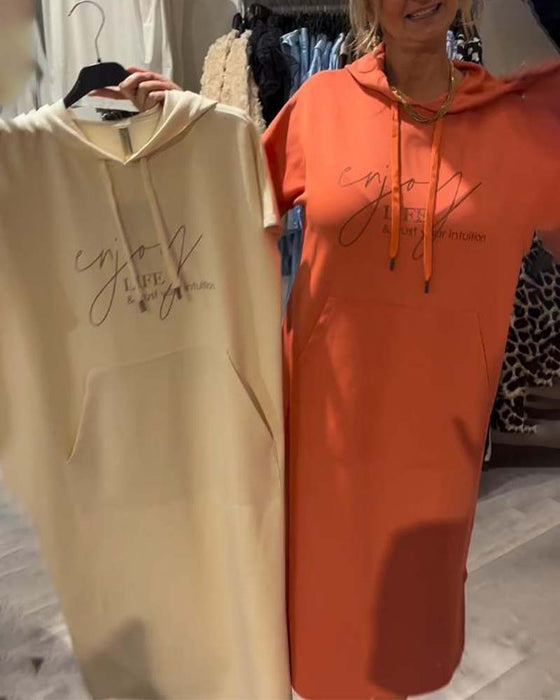 Klänning Med Huva Casual Snörning