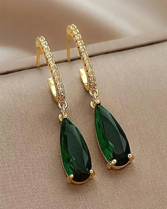 Örhängen Konstgjord Ädelsten & Rhinestone Dekor Hängande Hoops