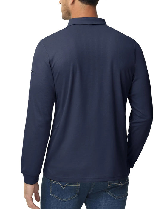 T-Shirt Polo Krage Lång Ärm Avslappnad