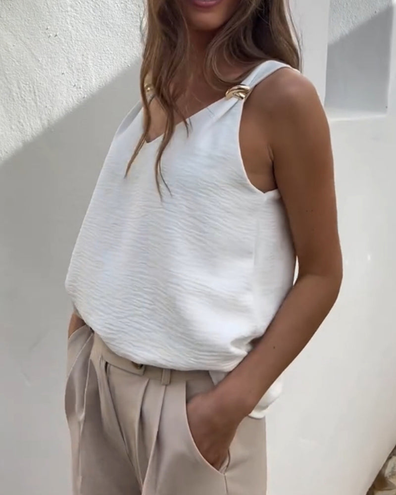 Cami Topp Metallring V-Ringning Spagettiband