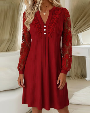 Klänning Spets Lapparbete V-ringning