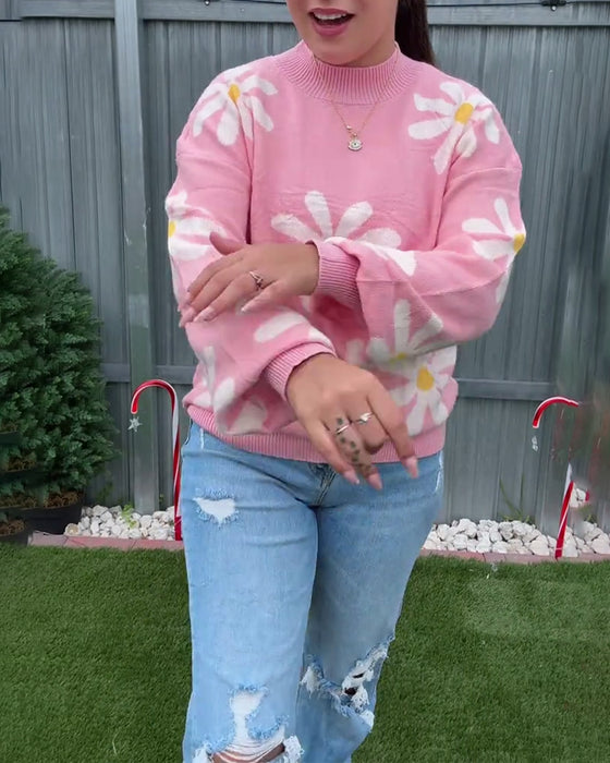 Jacquard-tröja med rund halsringning