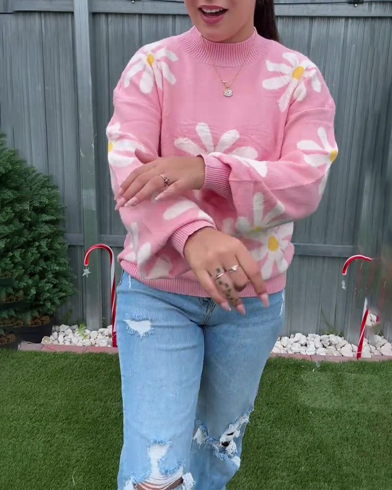 Jacquard-tröja med rund halsringning