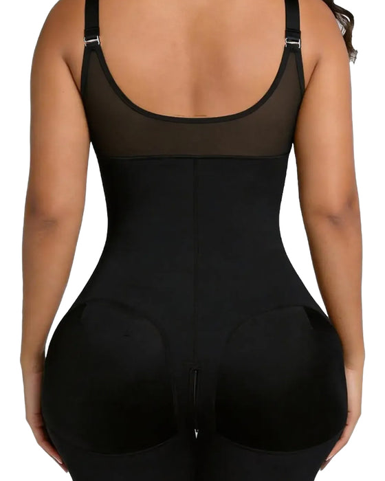 Dam Dragkedja Spets Magkontroll Shapewear Bodysuit