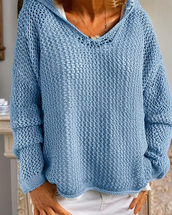 Damtoppar Virkad Hålig Med Huva Långärmad