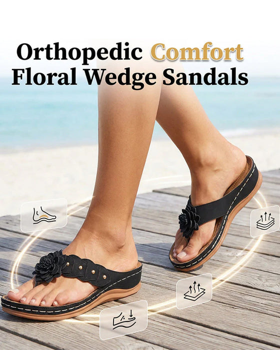 Sandaler För Kvinnor Med Blommönster Och Fotvalvsstöd