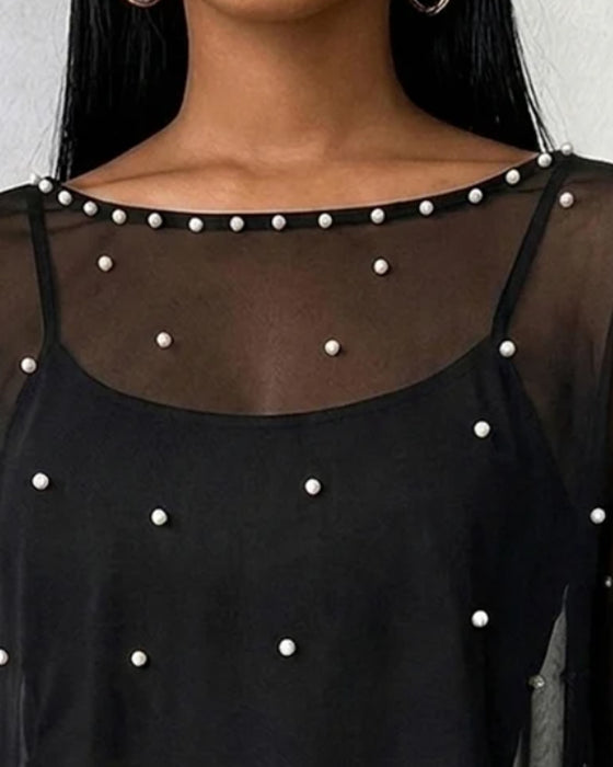 Blus Rundhalsad Slits Casual
