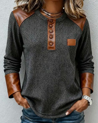 Långärmad Topp Med Distressed-Effekt Och Lapptäcktsdetaljer