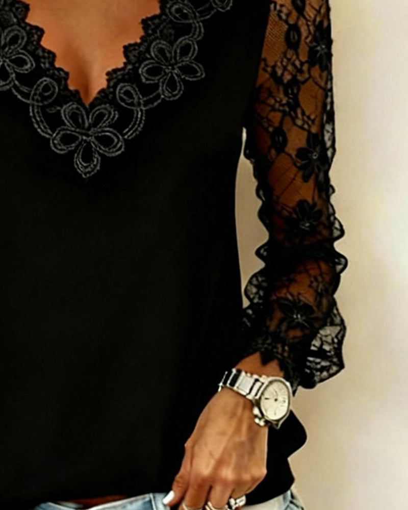 Stilfull Långärmad Topp Med V-Ringning