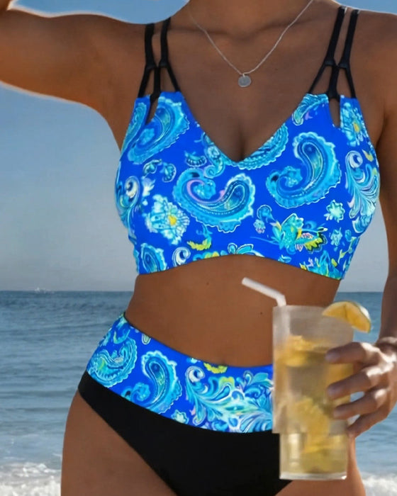 Bikini Färgblock Rem Paisley