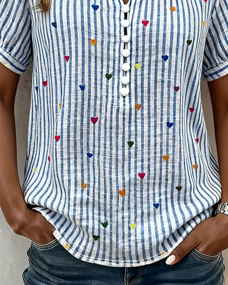 Blus Puffärm Hjärtstirp