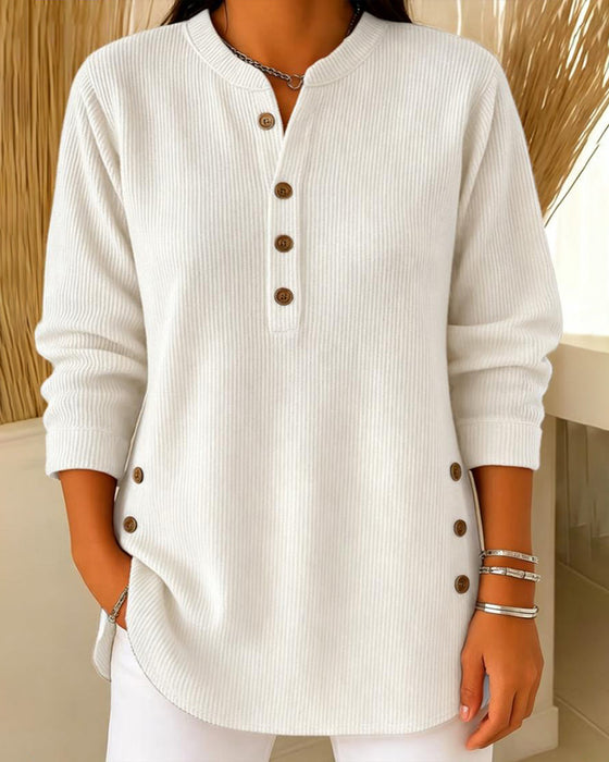 Pullover Henley Knapp Solid