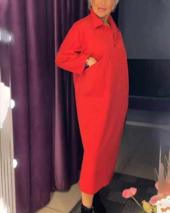 Klänning med avslappnad passform och skjortkrage