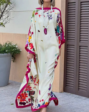 Klänning Off-Shoulder Kontrast Löss Semester