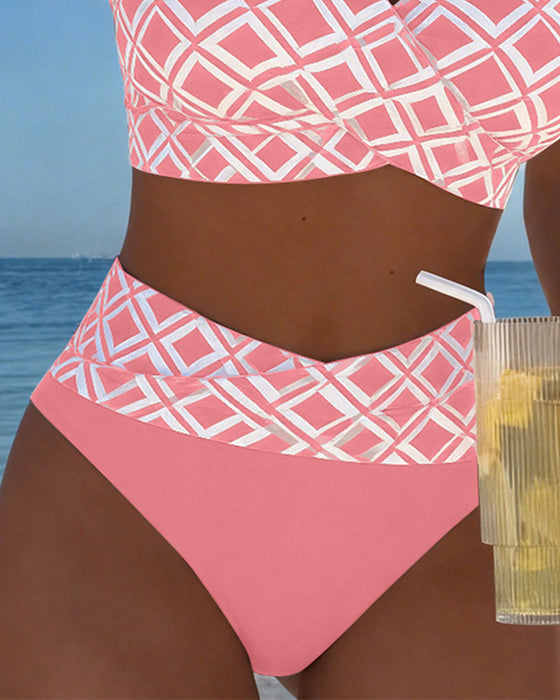 Tvådelad Baddräkt I Bramodell Med Diamantmönster