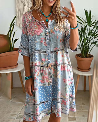 Klänning Loose Fit Blommigt Print