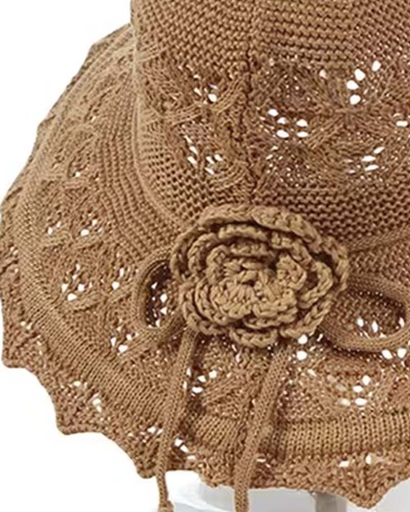Hatt Dam Virkad Blomma Fiskarhatt