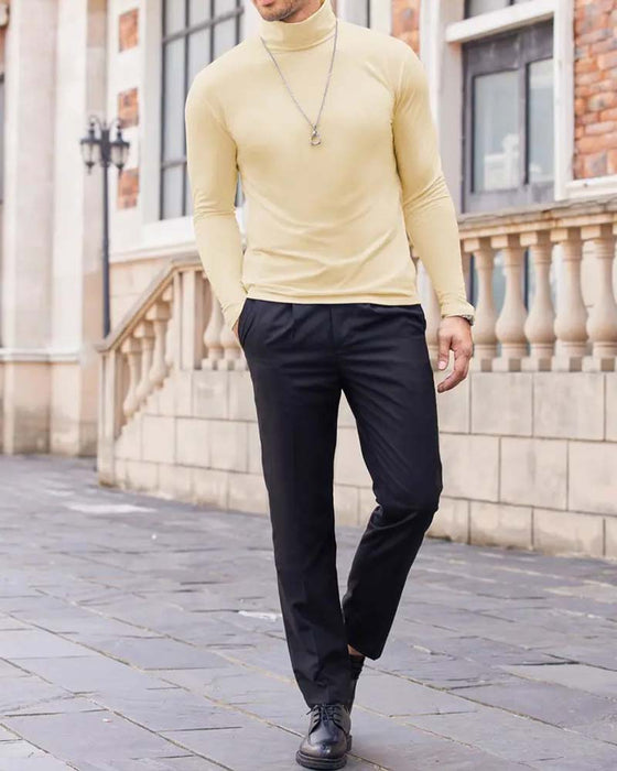 Blus Hög Hals Slim Fit Solid Herr