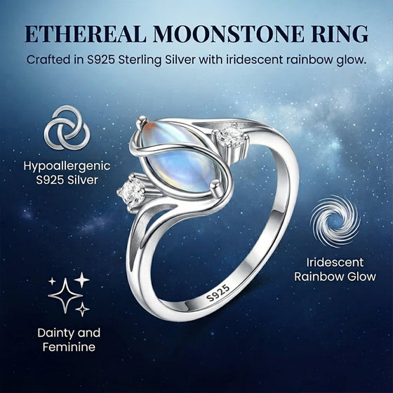 Oval månsten geometrisk ring
