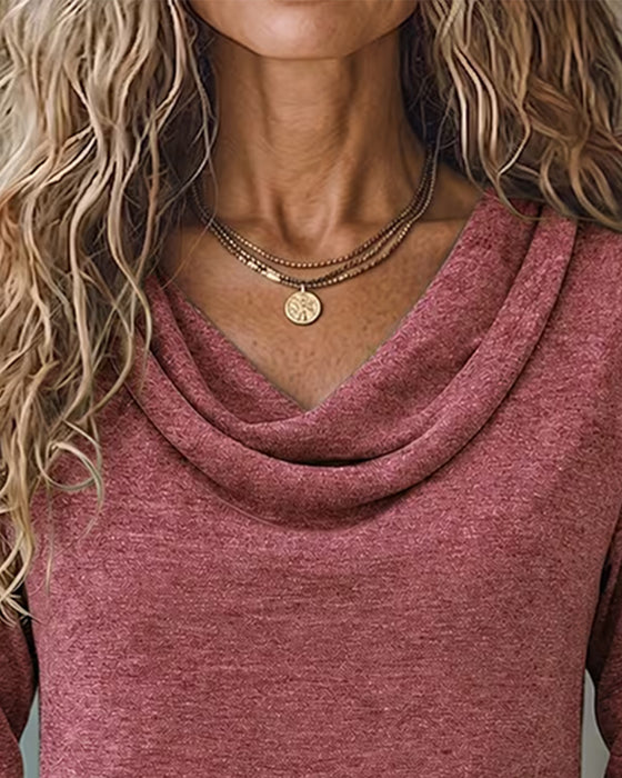 Topp Mock Neck Lång Ärm Solid