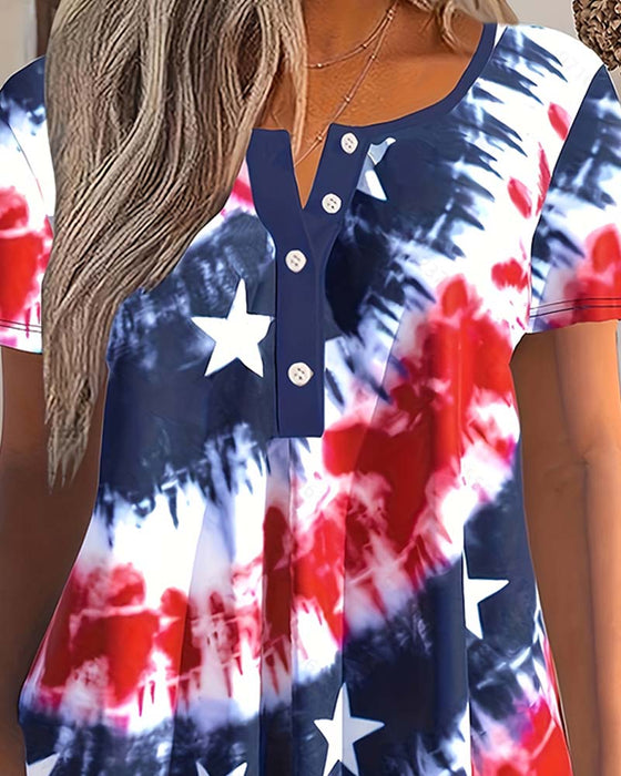 Blusar Tie-Dye Henley Kortärmad