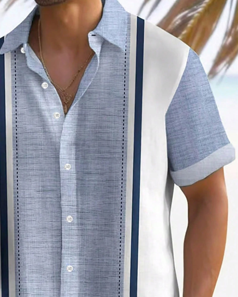 Skjorta Färgblockerad Kort Ärm