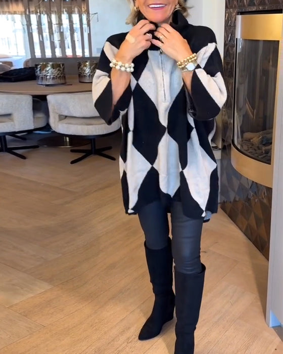 Tröja Ståkrage Argyle Oregelbunden