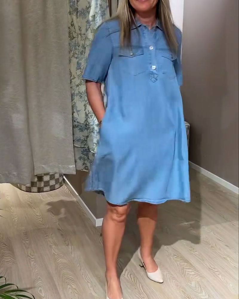 Klänning Denim Camp Krage Knapp-Fram Skjorta