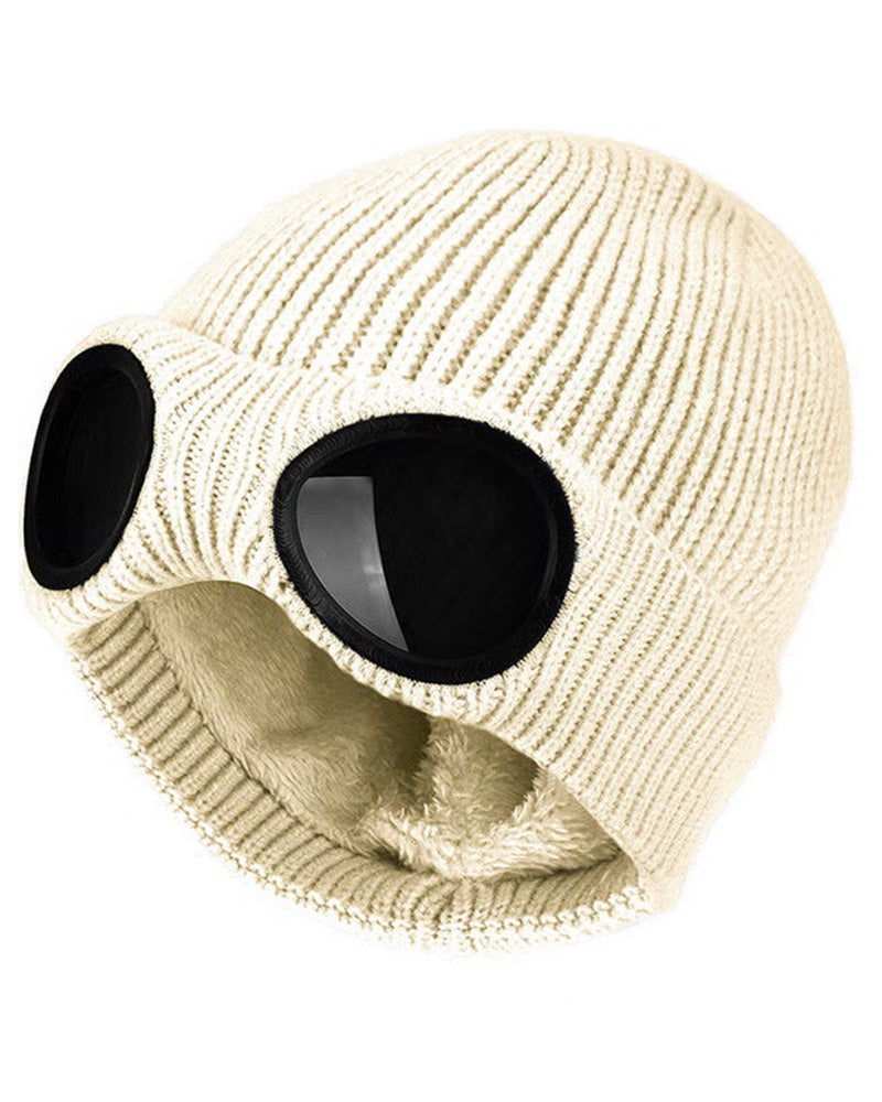 Unisex Enfärgad Goggle-lins Designad Beanie Mössa