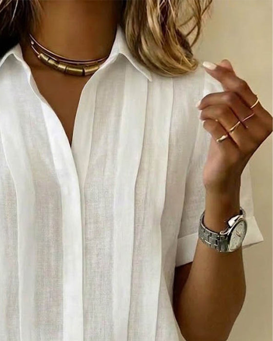 Skjorta Vertikal Veckad Krage