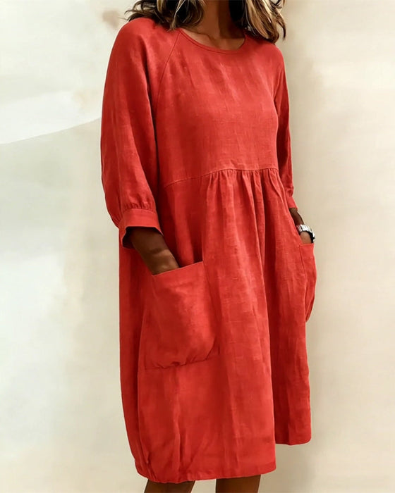 Klänning Trekvartsärm Löst