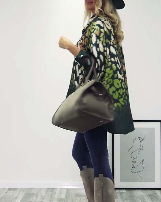 Casual skjorta med leopardmönster