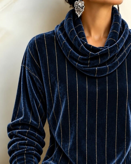 Topp Randig Cowl Neck Mode