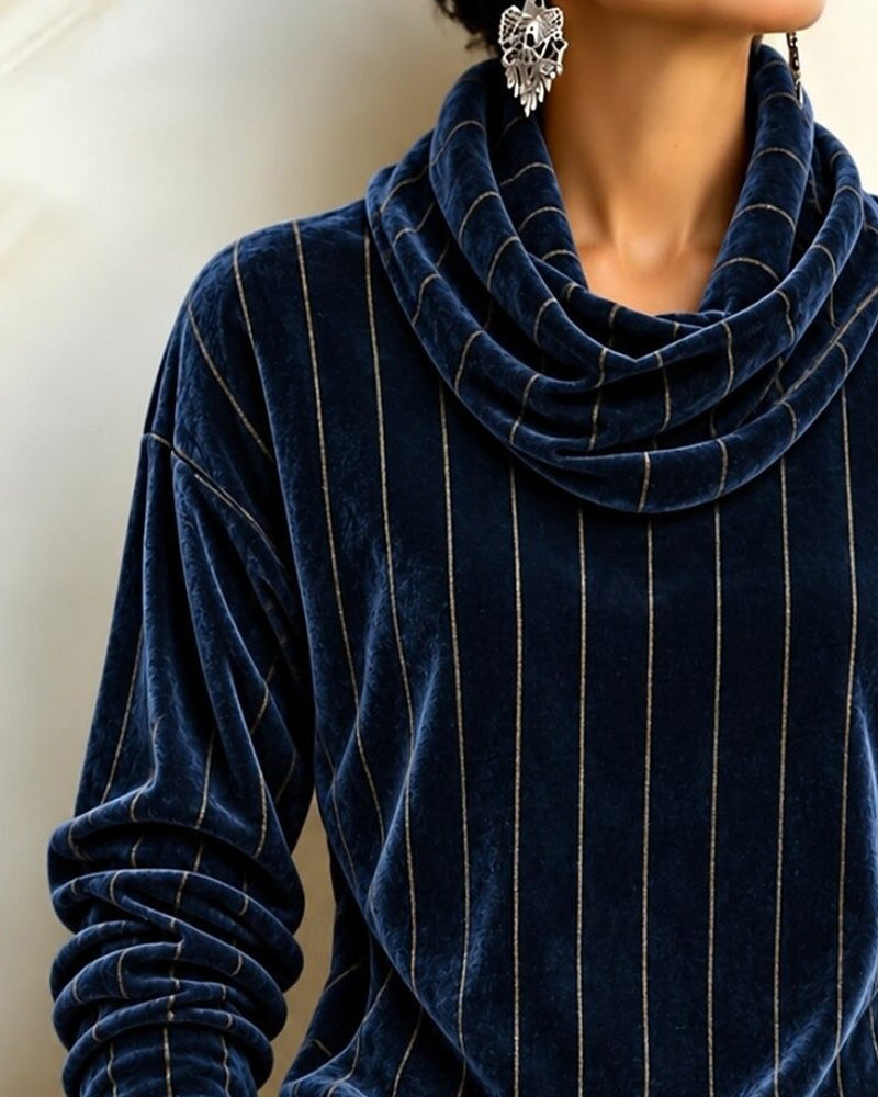 Topp Randig Cowl Neck Mode
