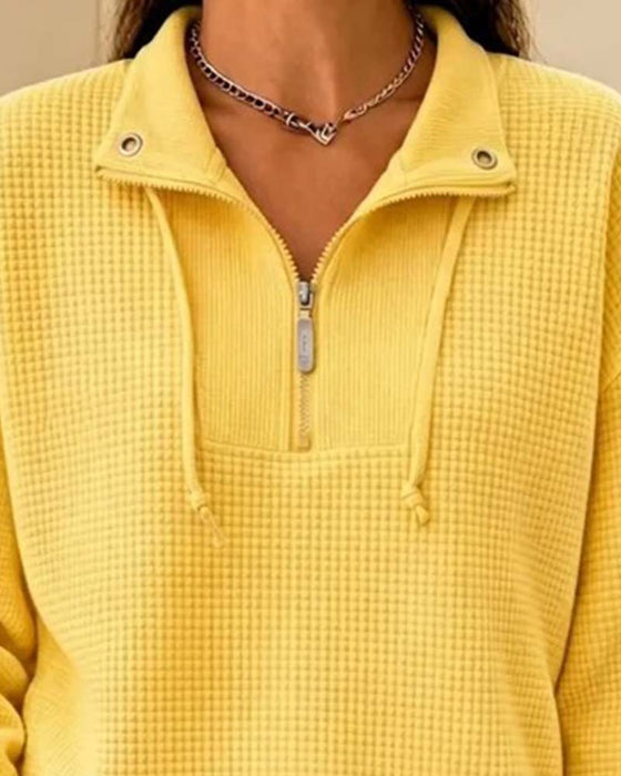 Sweatshirt Vaffel Dragsko Halvzip
