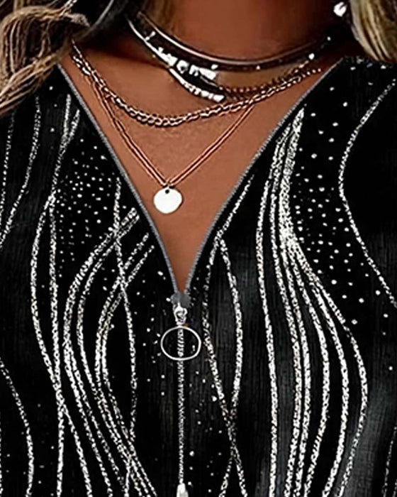Blus Dragkedja Linje Skimmer