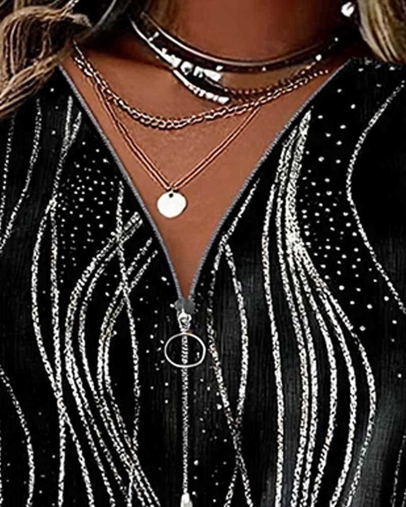 Blus Dragkedja Linje Skimmer