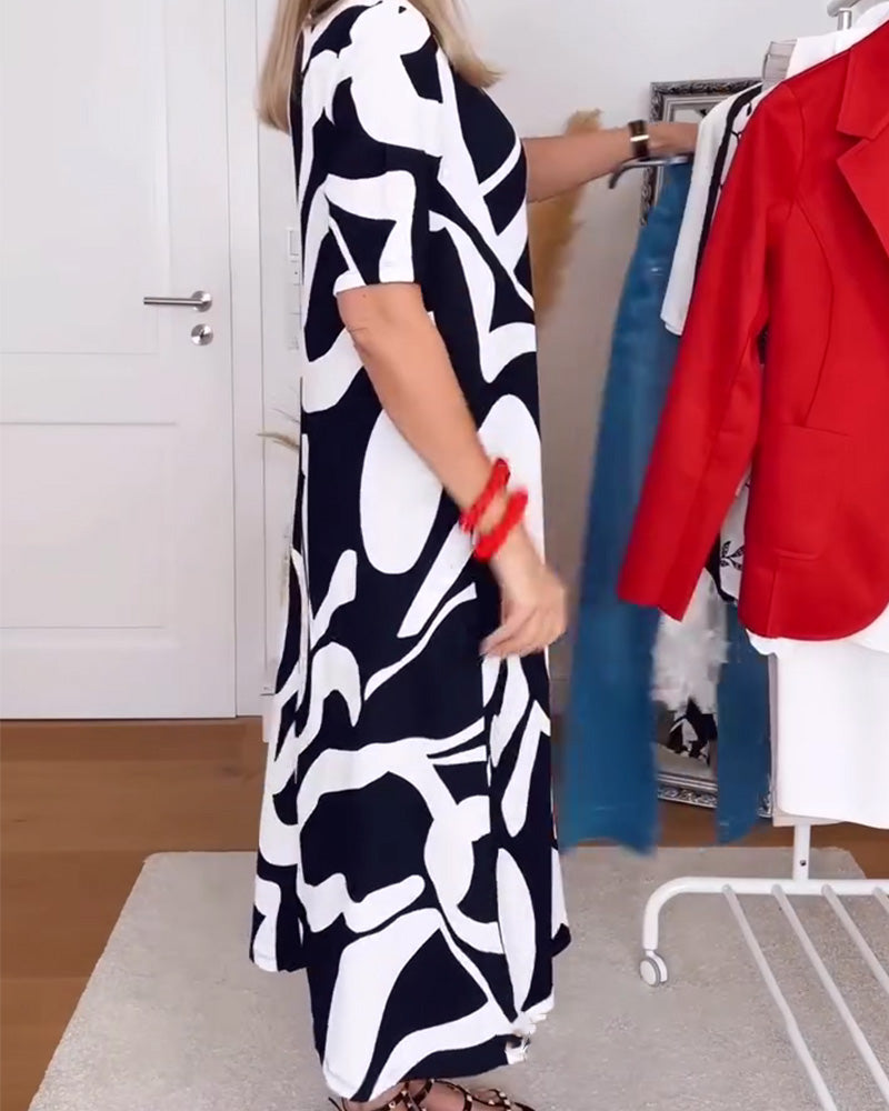 Klänning Abstrakt Tryck Maxi