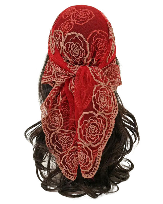 Blommig Nätmaskor Scallop Design Bandana