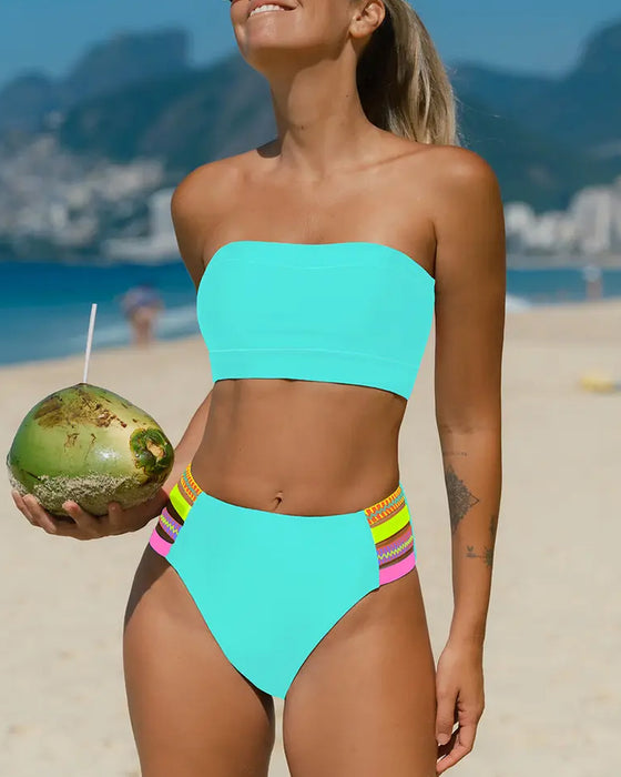 Bikini Neon Kant Bandeau Axelbandslös