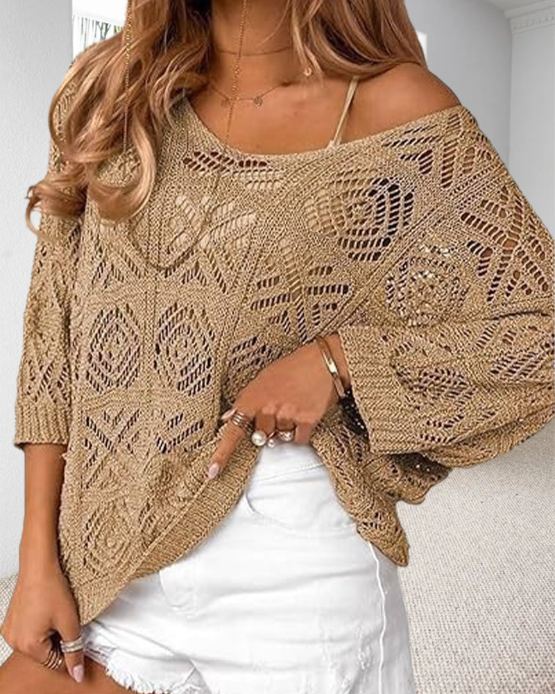 Pullover Utskuren 3/4-Ärm