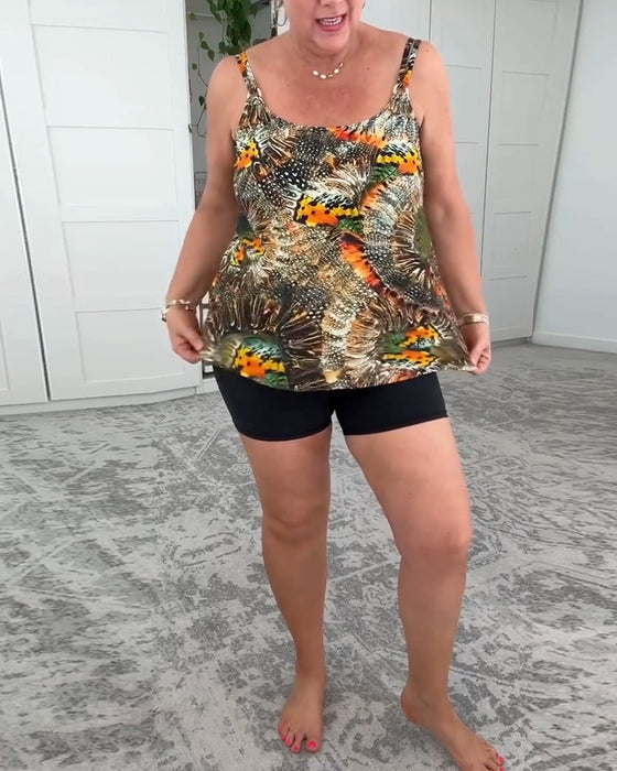 Baddräkt Tvådelad Tryckt Boxershorts